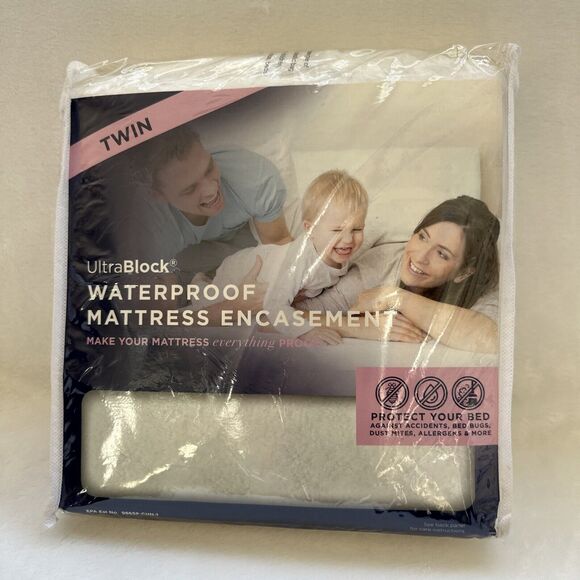 Twin Size UltraBlock Zippered Mattress Protector Waterproof Cover Encasement - Picture 1 of 8